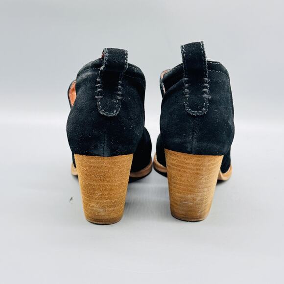 Jeffrey Campbell Shoes Womens 6 Black Suede Cutout Ankle Booties Block Heel - Picture 4 of 10